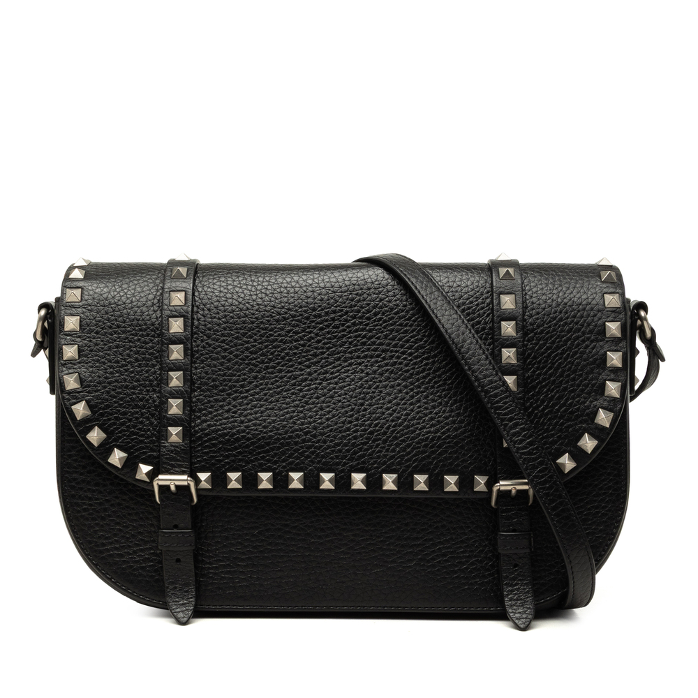 Pre-Loved Valentino Leather Rockstud Messenger Bag